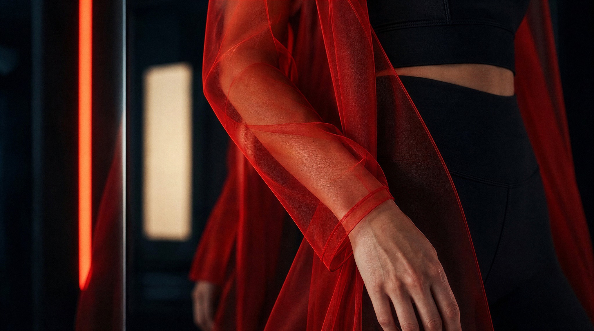 Red organza detail